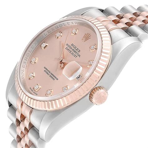 rolex rose gold with diamonds|rolex 36mm datejust diamond bezel.